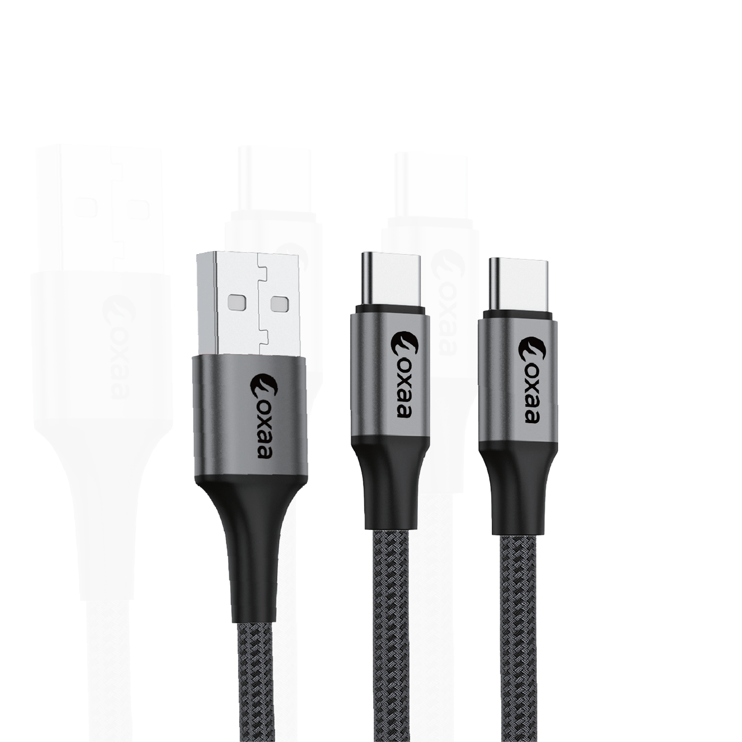 65W USB-C Fast Charging Bundle with GaN Charger 2 x USB-C-USB-C & 1 x USB-A-USB-C Premium Cables