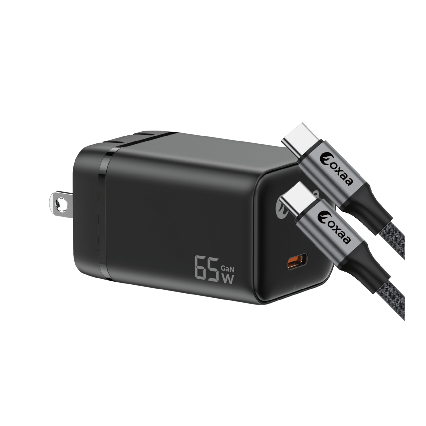 65W USB‑C Laptop Fast Charging Bundle with GaN Charger & 1 x USB-C Premium Cable (Open Box))