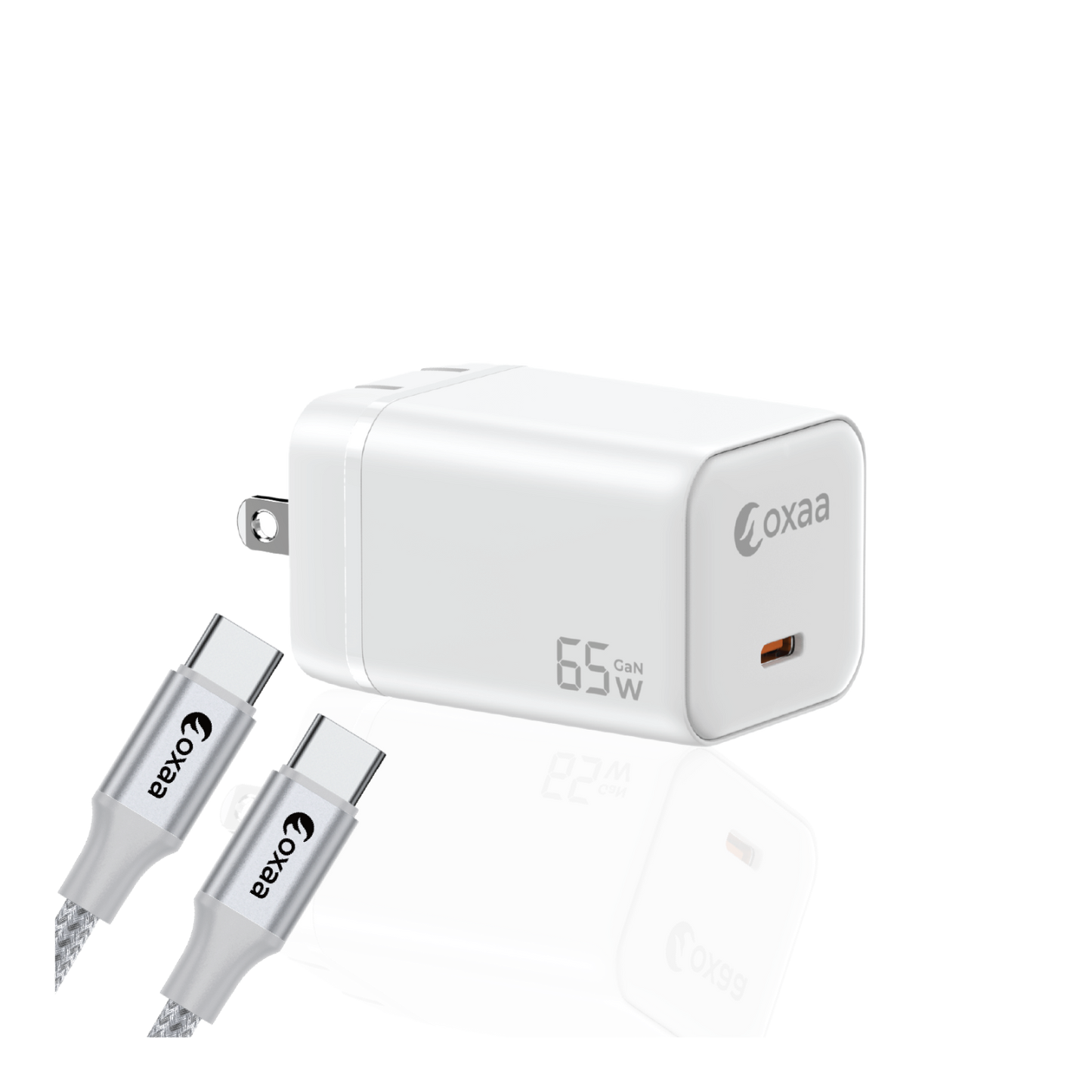 65W USB‑C Laptop Fast Charging Bundle with GaN Charger & 1 x USB-C Premium Cable (Open Box))
