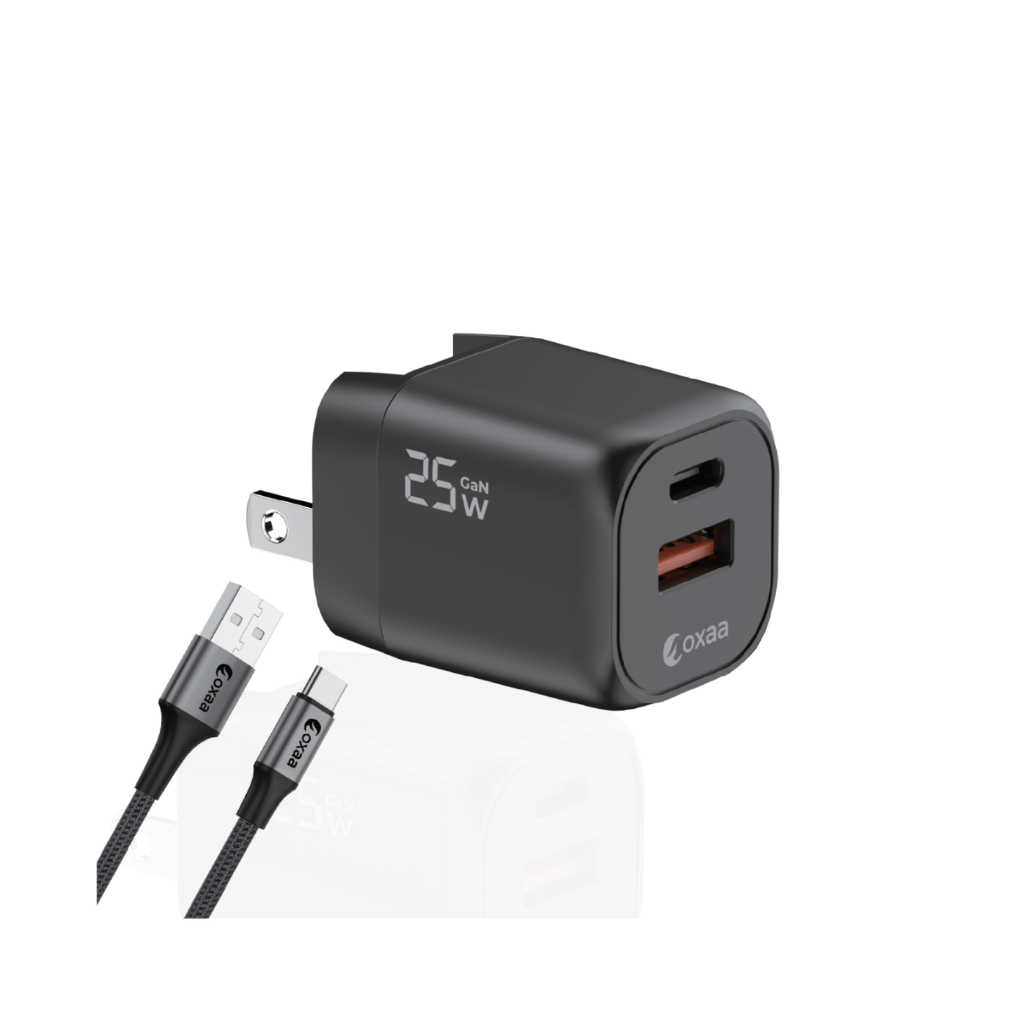 25W Fast Charging Bundle with GaN Charger – USB-C to USB-C & USB-A to USB-C Premium Cables