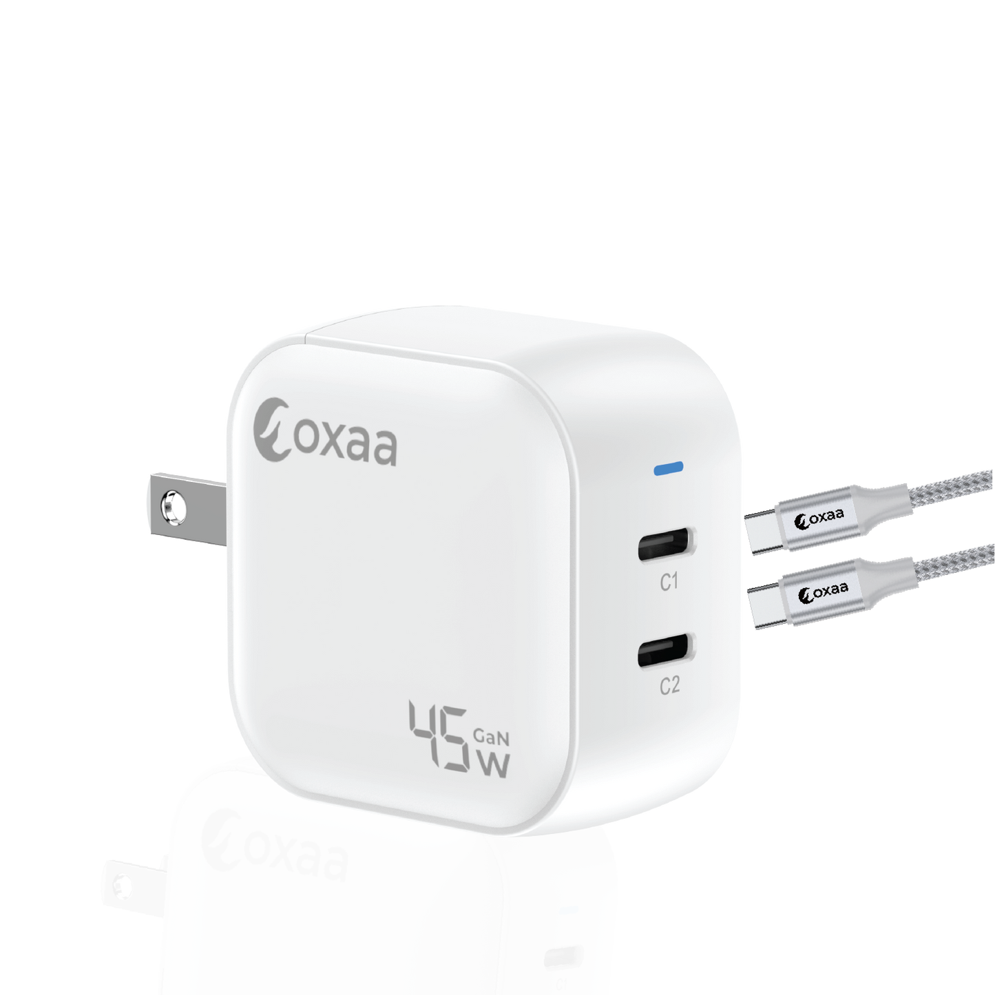 45W USB-C Fast Charging Bundle with GaN Charger & 2 x USB-C to USB-C Premium Cables