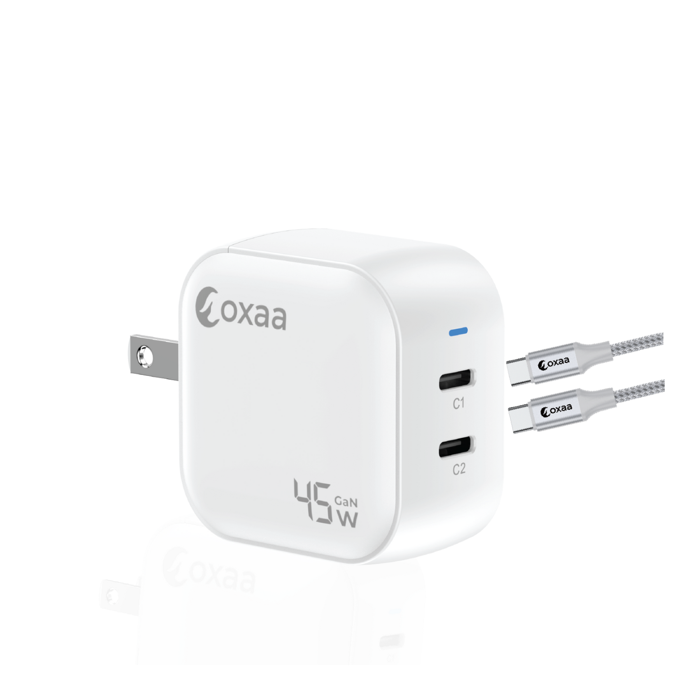 45W USB-C Fast Charging Bundle with GaN Charger & 2 x USB-C to USB-C Premium Cables