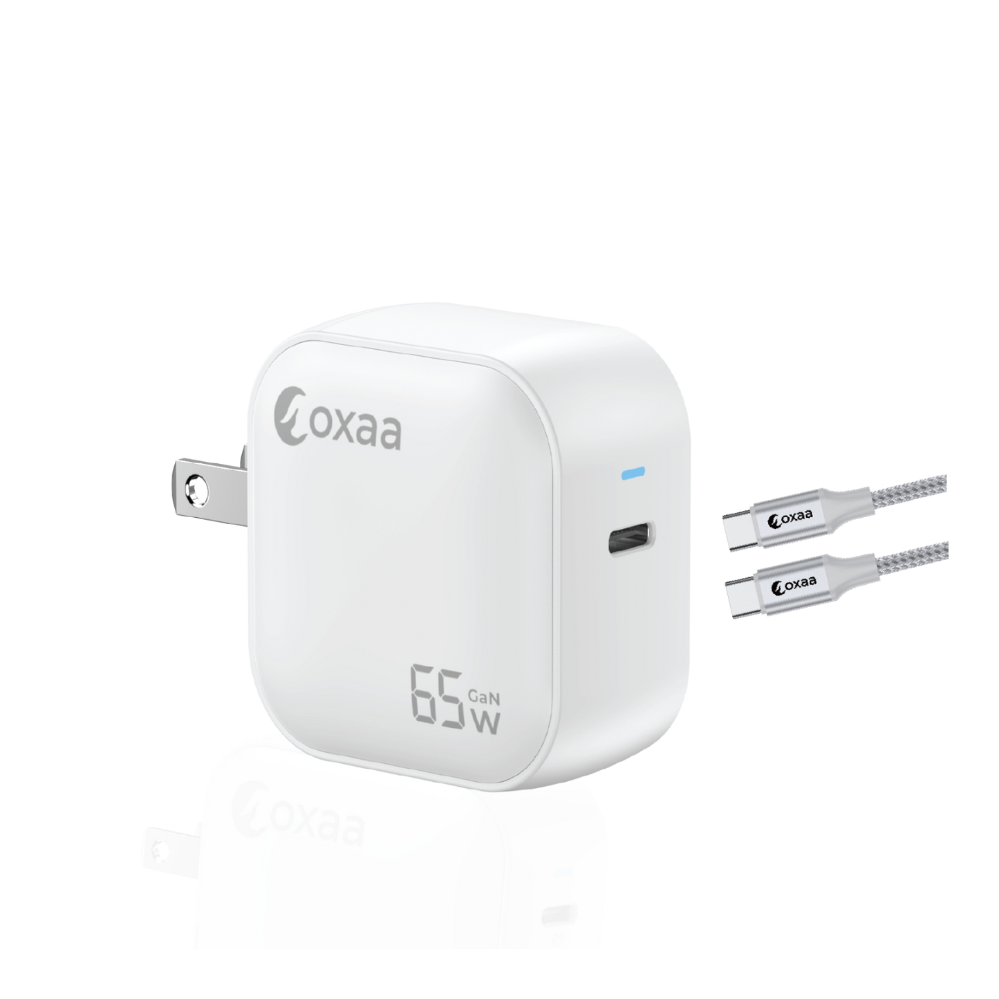 65W USB-C Fast Charging Bundle with GaN Charger & 1 x USB-C to USB-C Premium Cable (Open Box)
