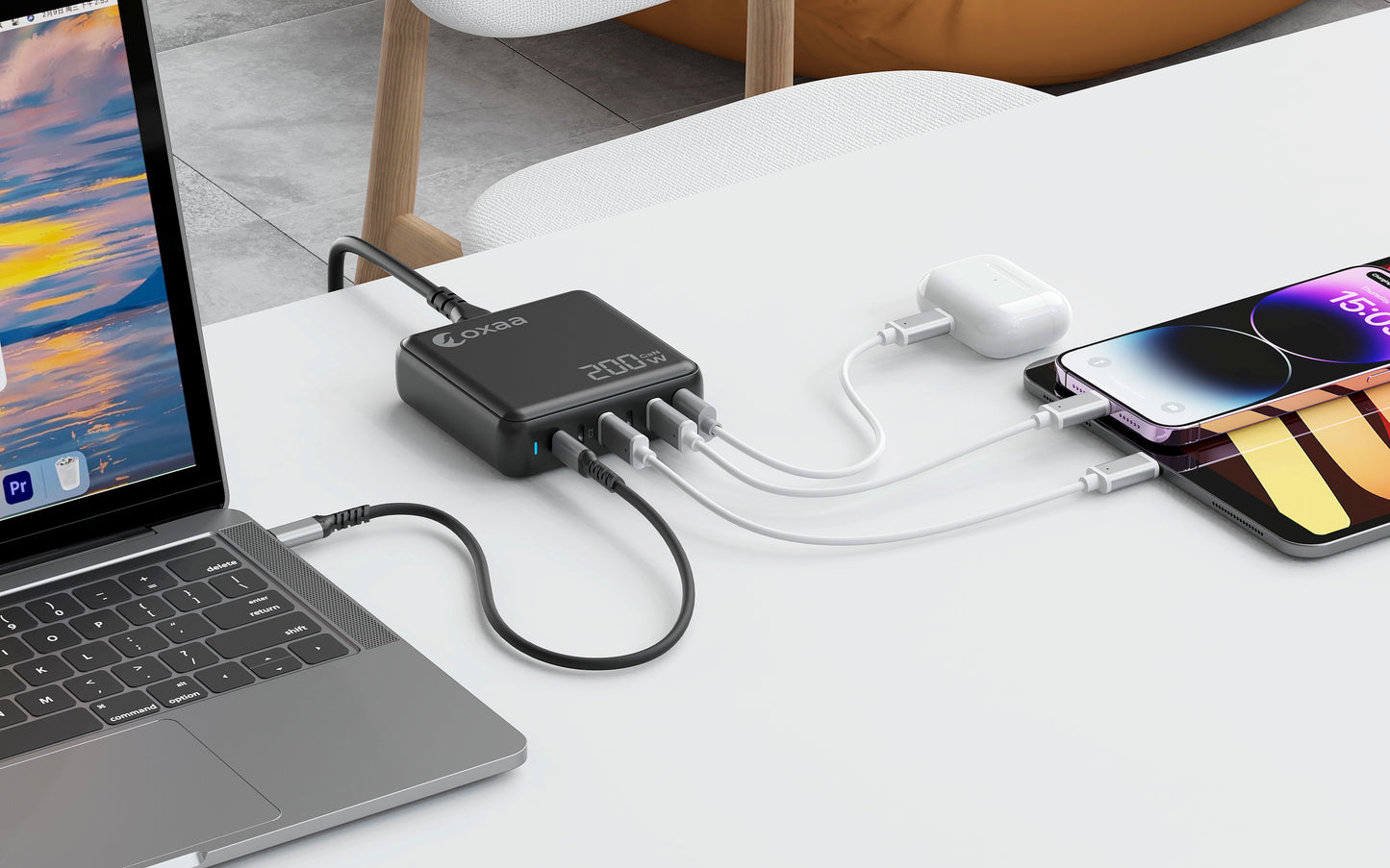 200W GaN 6 Port USB Charging Station