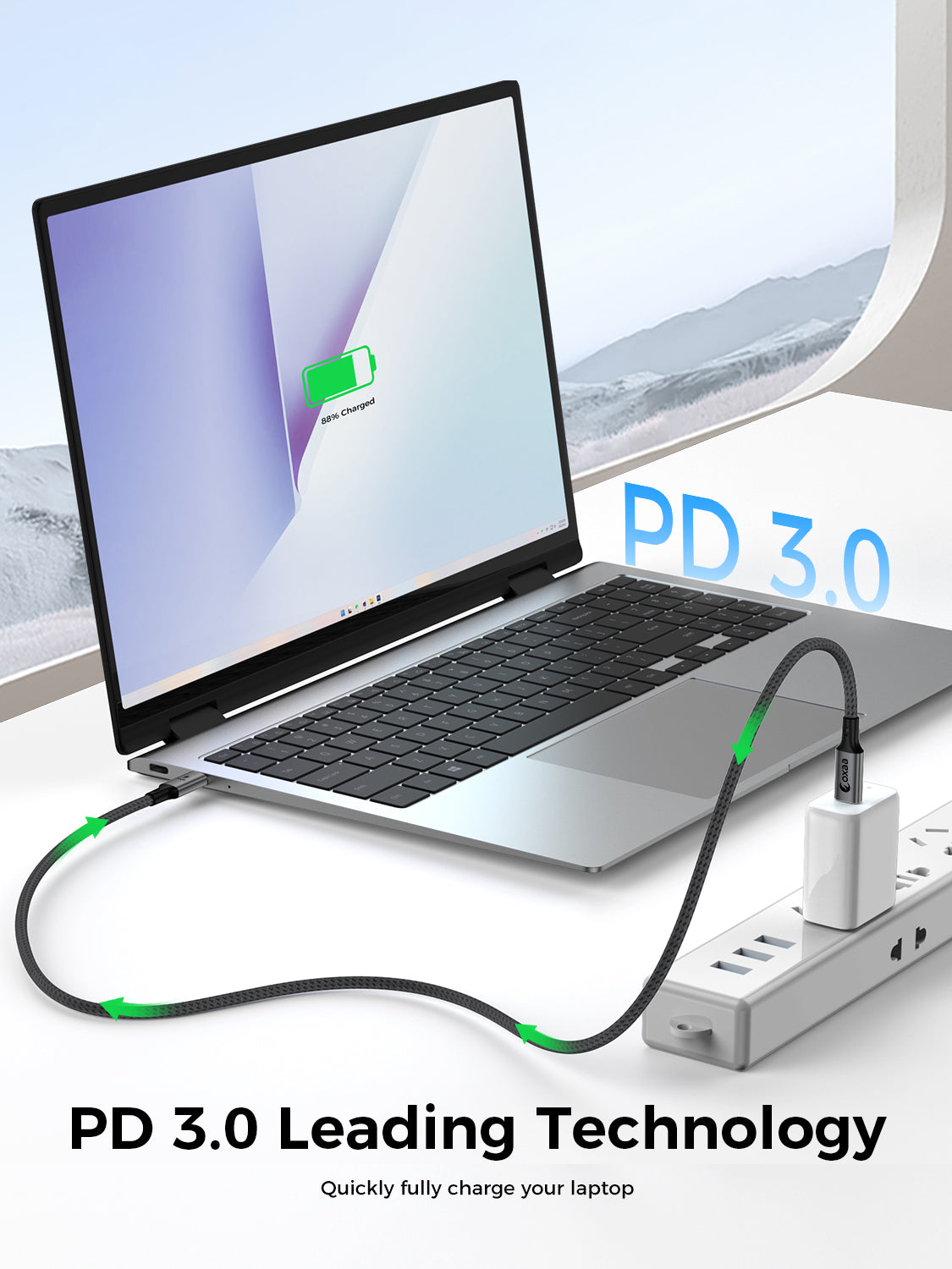 2 Meter (6.6 ft) USB C to USB C Magnetic Cable Bundle (100W) 2 Pack (Open Box)