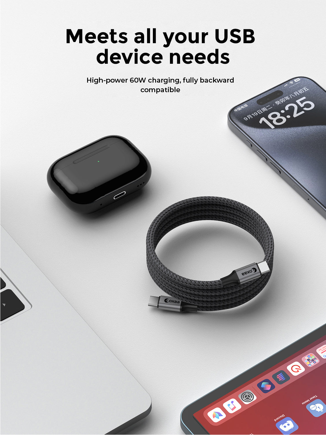 1 Meter (3.3 ft) USB C to USB C Magnetic Cable Bundle (60W) 2 Pack