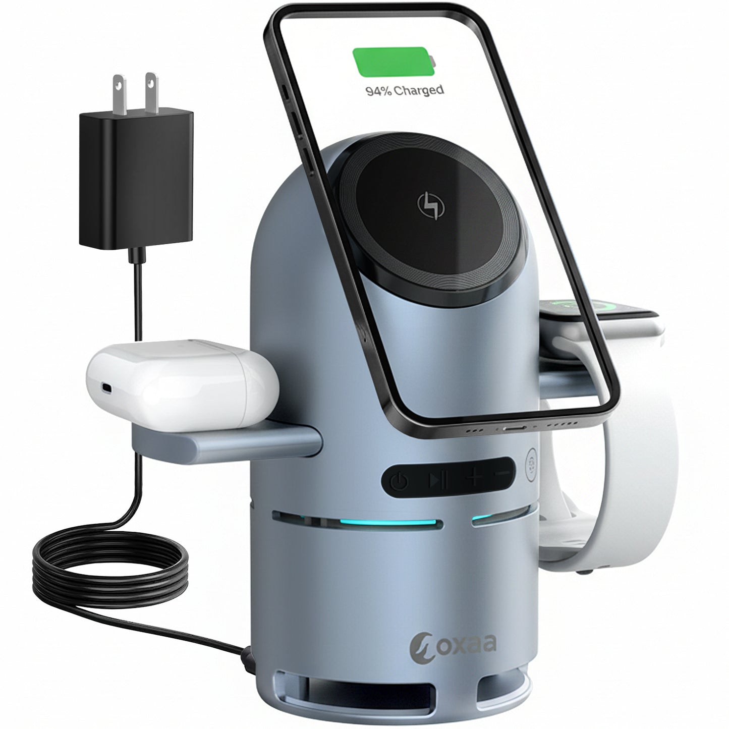 Motorized 5-in-1 Wireless Charging Stand with built in Speaker Bundle