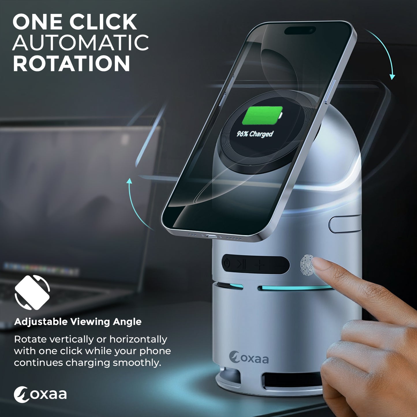 Motorized 5-in-1 Wireless Charging Stand with built in Speaker Bundle Designed for Apple Compatible Devices