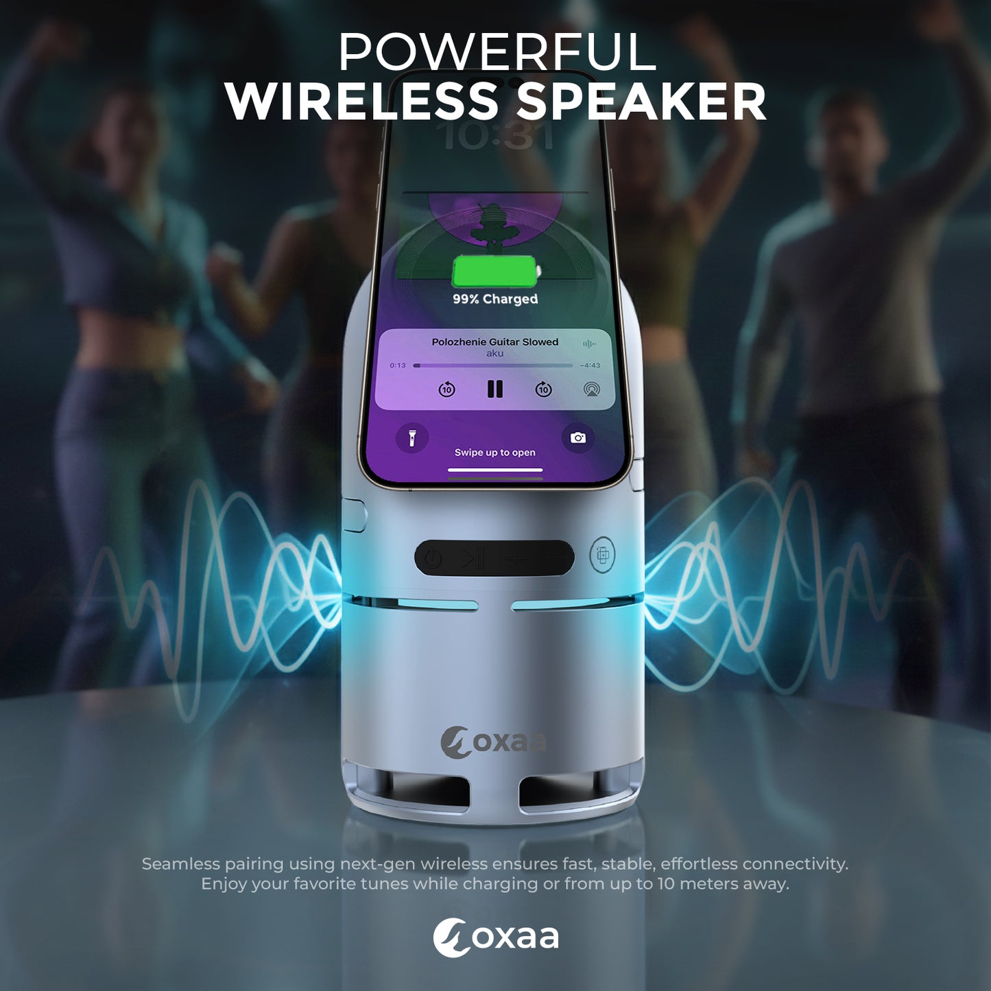 Motorized 5-in-1 Wireless Charging Stand with built in Speaker Bundle Designed for Apple Compatible Devices