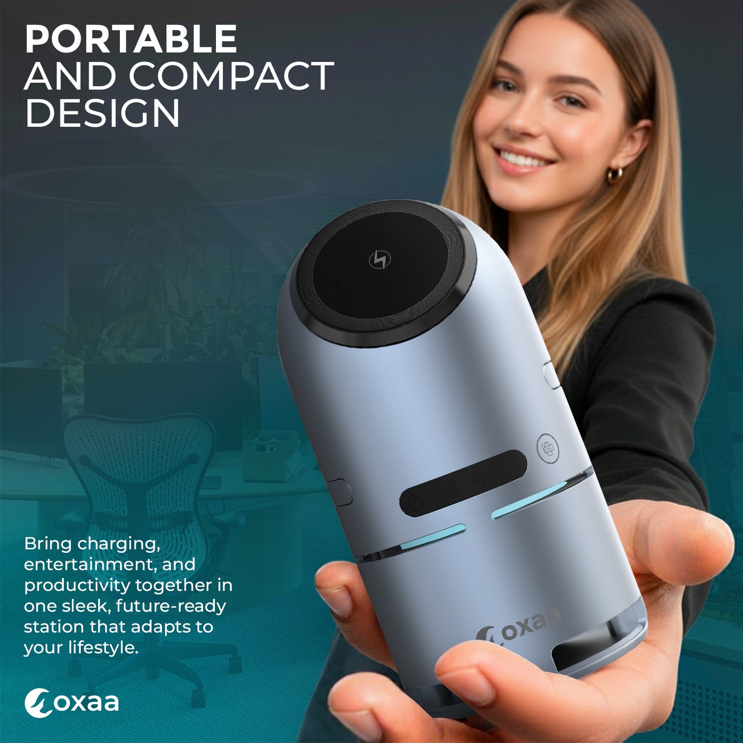 Motorized 5-in-1 Wireless Charging Stand with built in Speaker Bundle Designed for Apple Compatible Devices