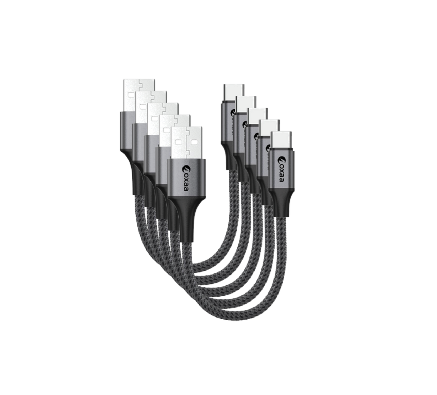 USB A to USB C Charging Cable - 1m (3.3ft), 5-Pack