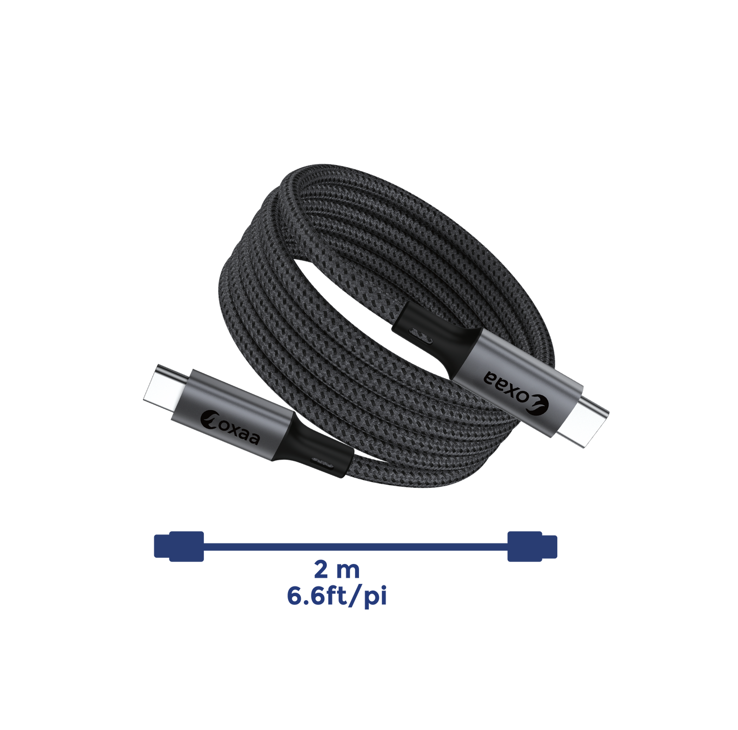2 Meter (6.6 ft) USB C to USB C Magnetic Cable Bundle (100W) 2 Pack