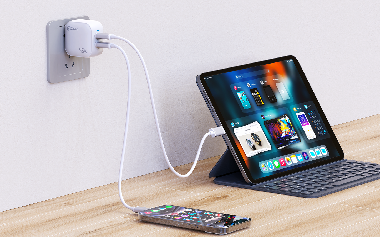 45W USB-C Fast Charging Bundle with GaN Charger & 2 x USB-C to USB-C Premium Cables