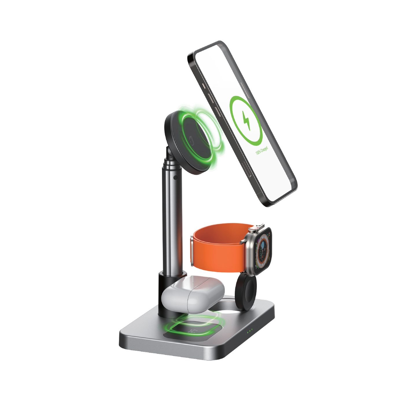 3-in-1 Adjustable Wireless Charging Stand Bundle Designed for Apple Compatible Devices