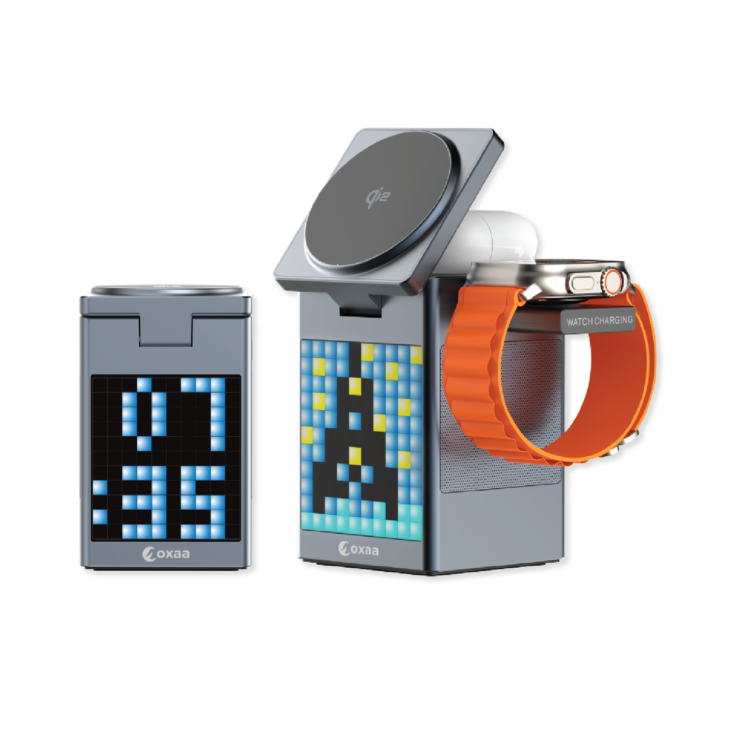 5 in 1 Wireless Charging Stand with Alarm Clock & Speaker Bundle