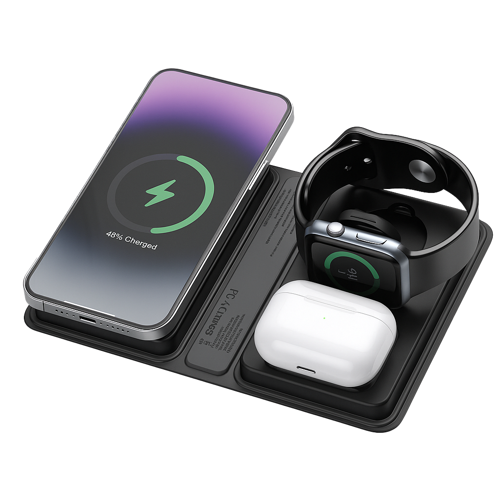 4-in-1 Foldable Wireless Charging Power Bank Bundle Designed for Apple Compatible Devices