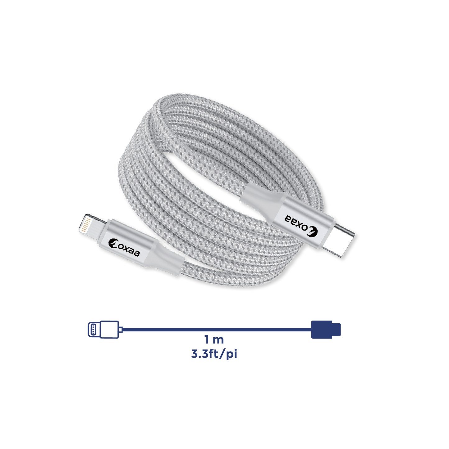1 Meter (3.3 ft) USB C-Lightening Magnetic Cable Bundle (30W) 2 Pack (Open Box)