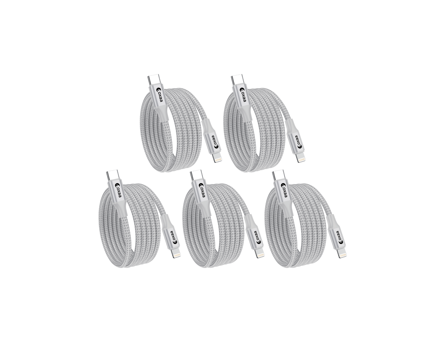 USB C to Lightning Charging Cable - 2m (6.6ft), 5-Pack