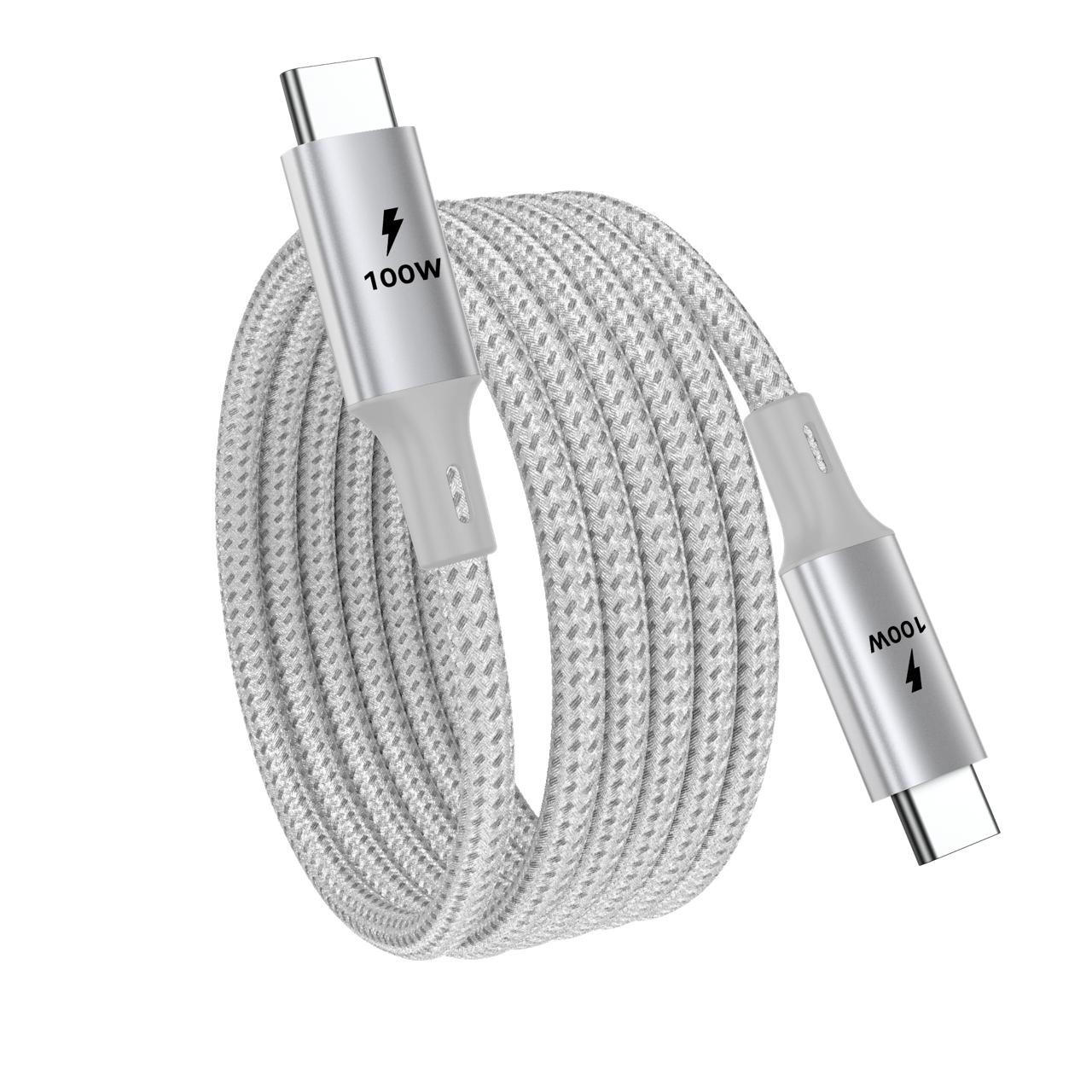 2 Meter (6.6 ft) USB C to USB C Magnetic Cable Bundle (100W) 2 Pack