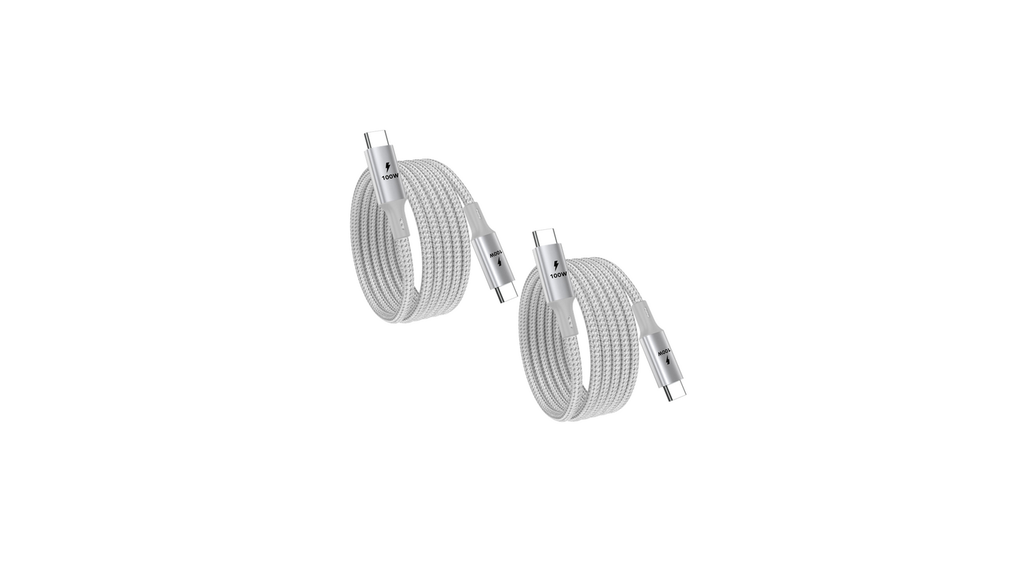 2 Meter (6.6 ft) USB C to USB C Magnetic Cable Bundle (100W) 2 Pack