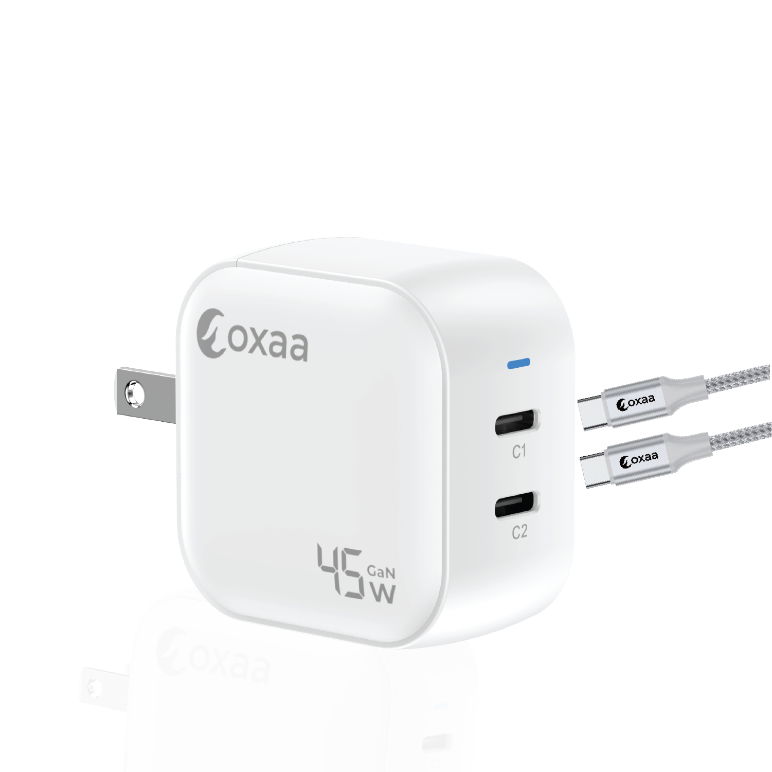 45W USB-C Fast Charging Bundle with GaN Charger & 2 x USB-C to USB-C Premium Cables