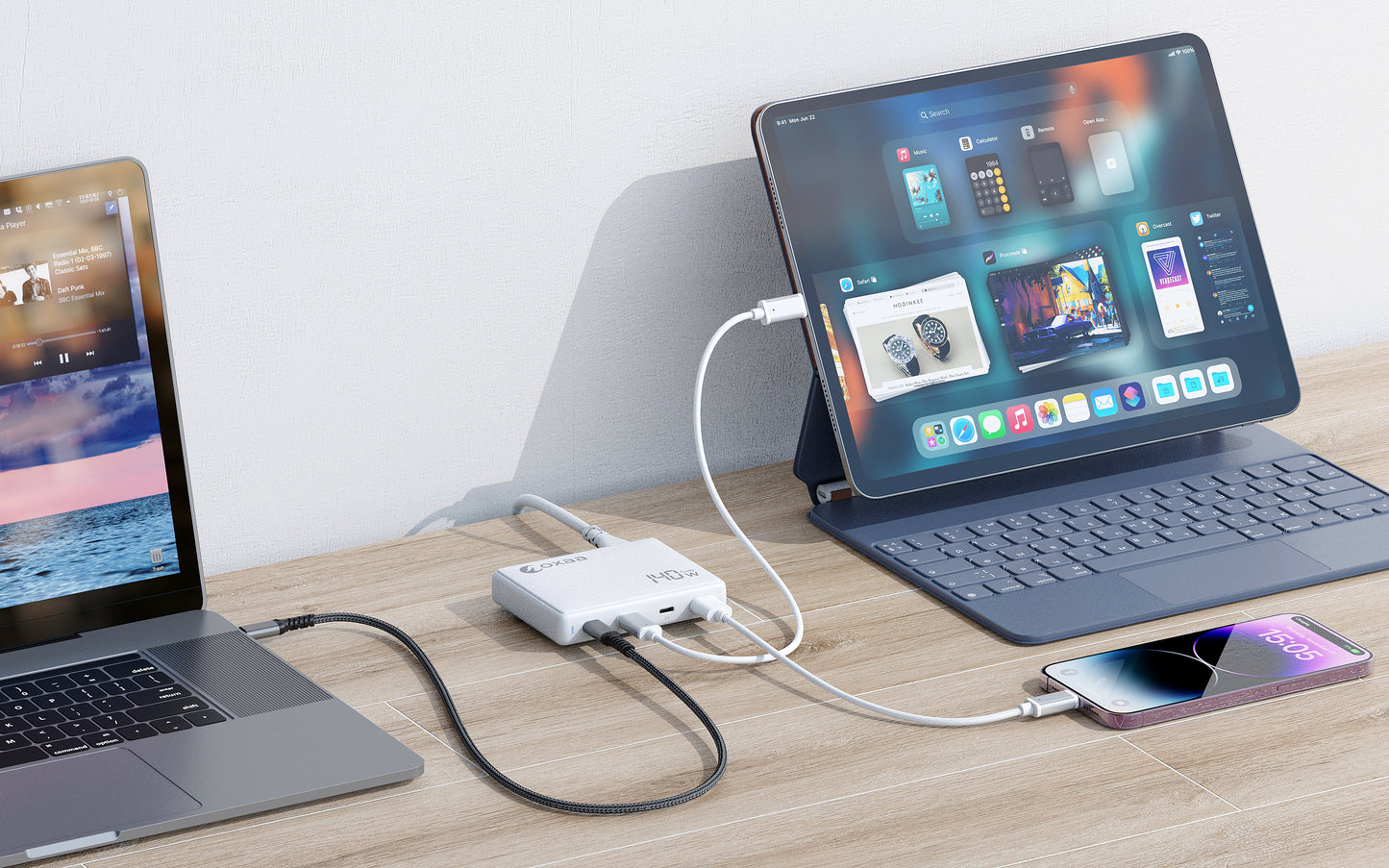140W GaN 4 Port USB Charging Station