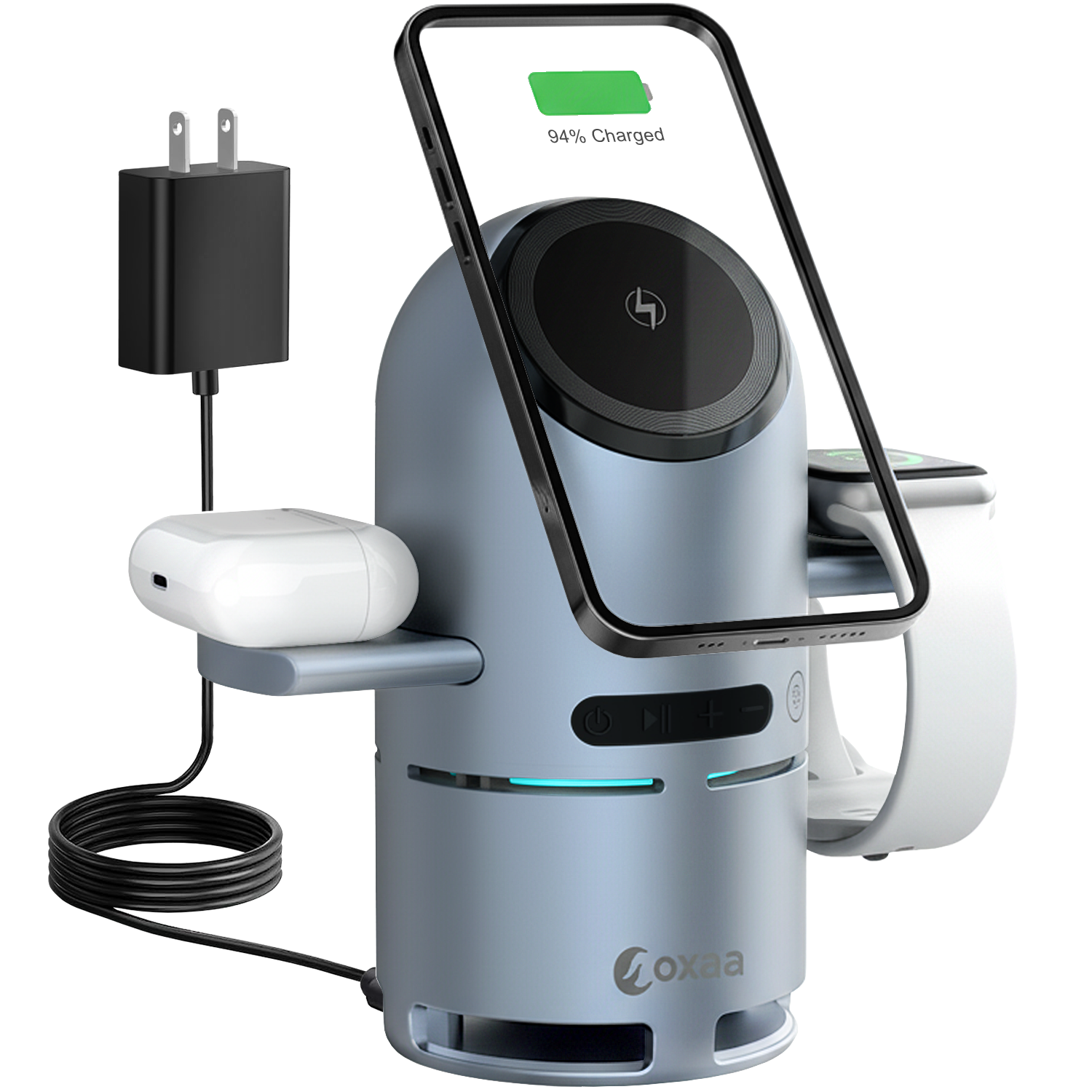 Motorized 5-in-1 Wireless Charging Stand with built in Speaker Bundle