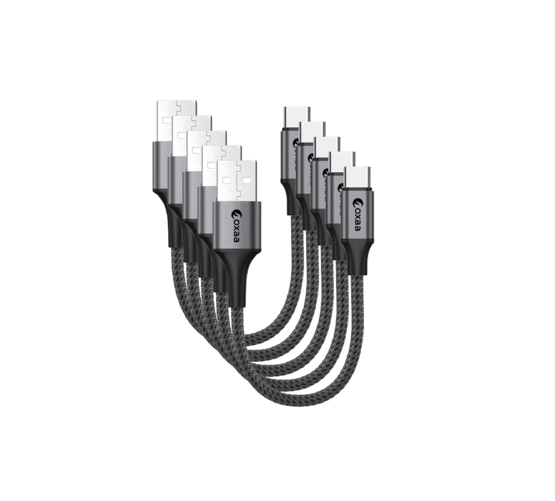 USB A to USB C Charging Cable - 1m (3.3ft), 5-Pack