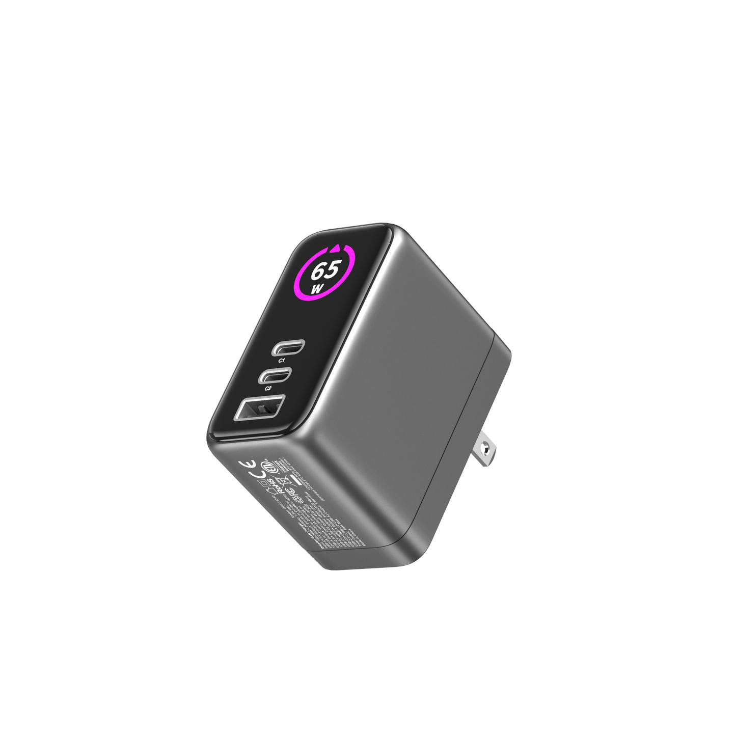 65W GaN 3 Port Dynamic USB Wall Charger
