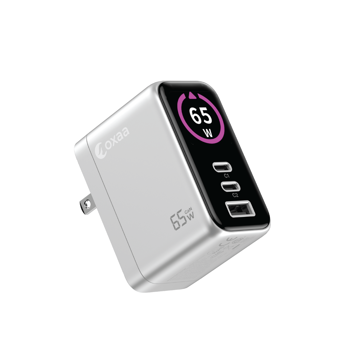 65W GaN 3 Port Dynamic USB Wall Charger