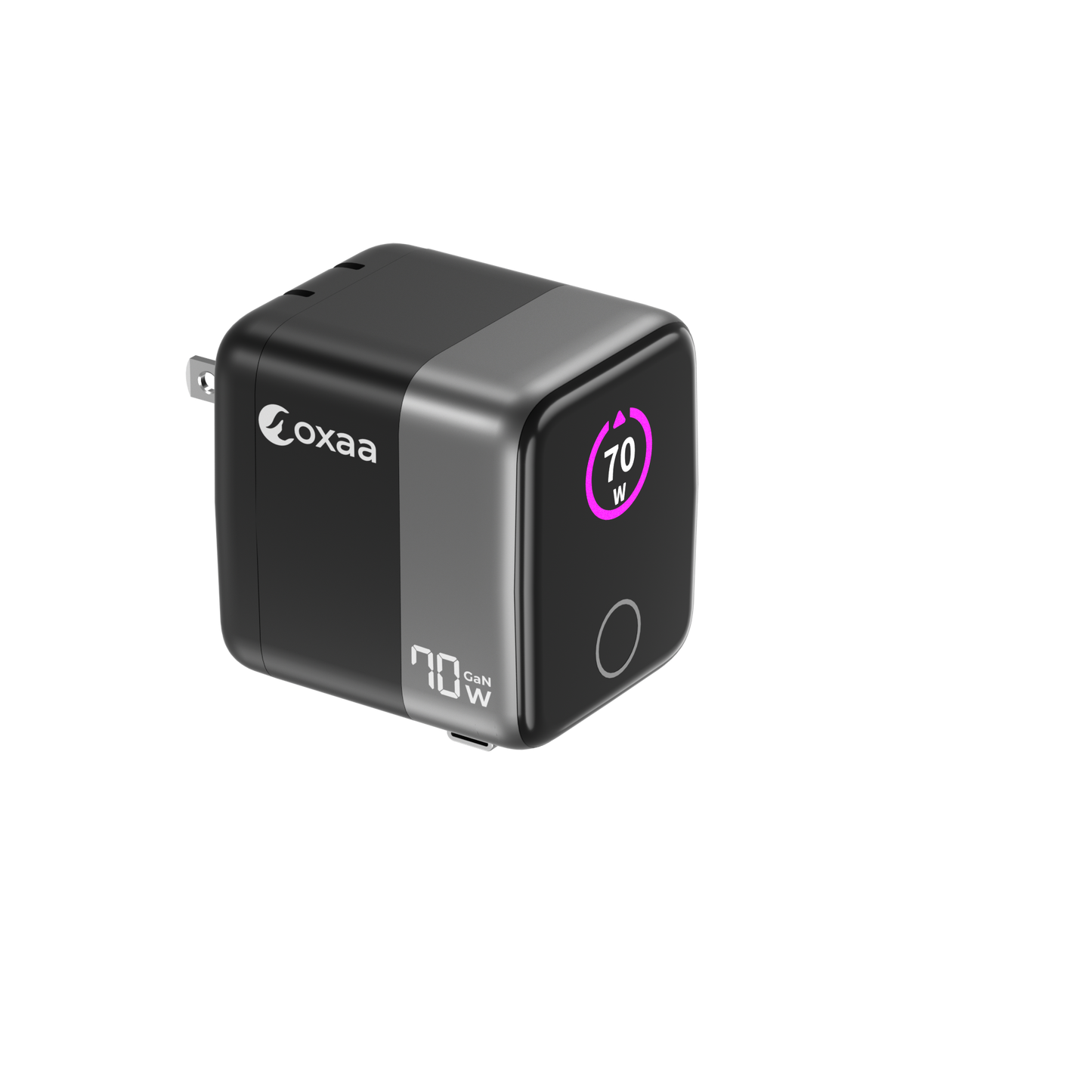 70 GaN 2 Port +1 Retractable Dynamic USB, Wall Charger