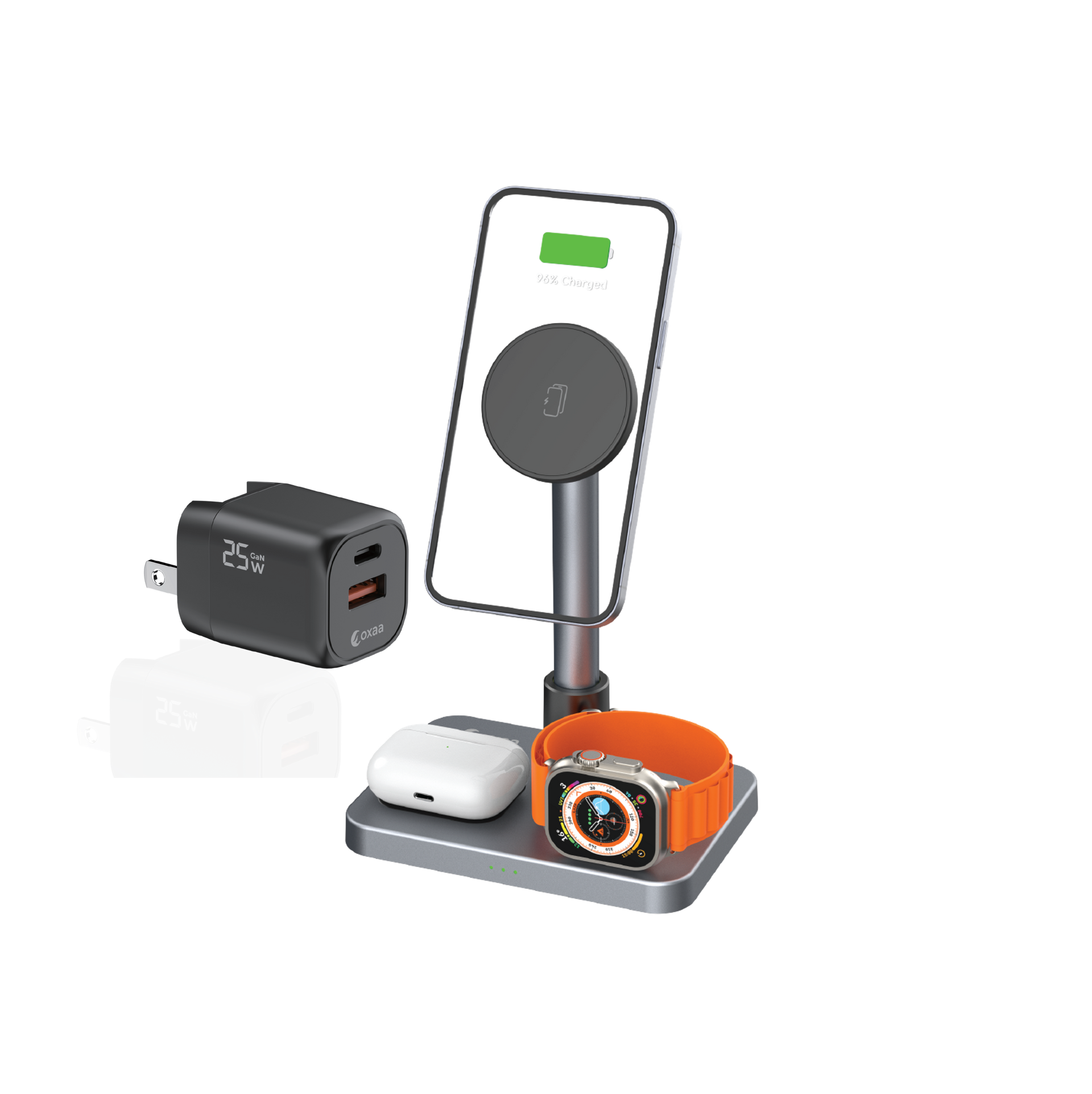 3-in-1 Adjustable Wireless Charging Stand Bundle Designed for Apple Compatible Devices