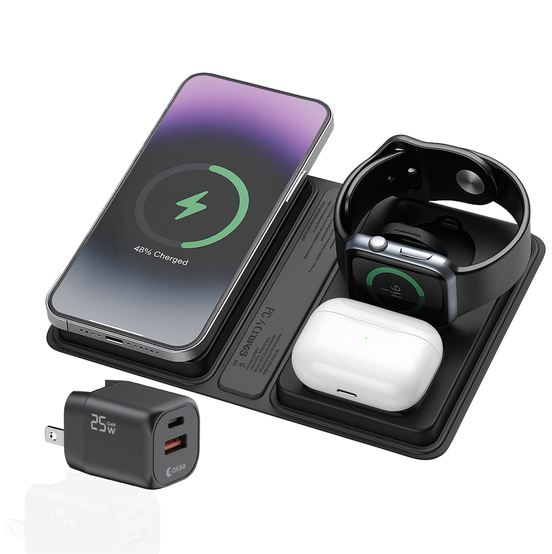 4-in-1 Foldable Wireless Charging Power Bank Bundle Designed for Apple Compatible Devices