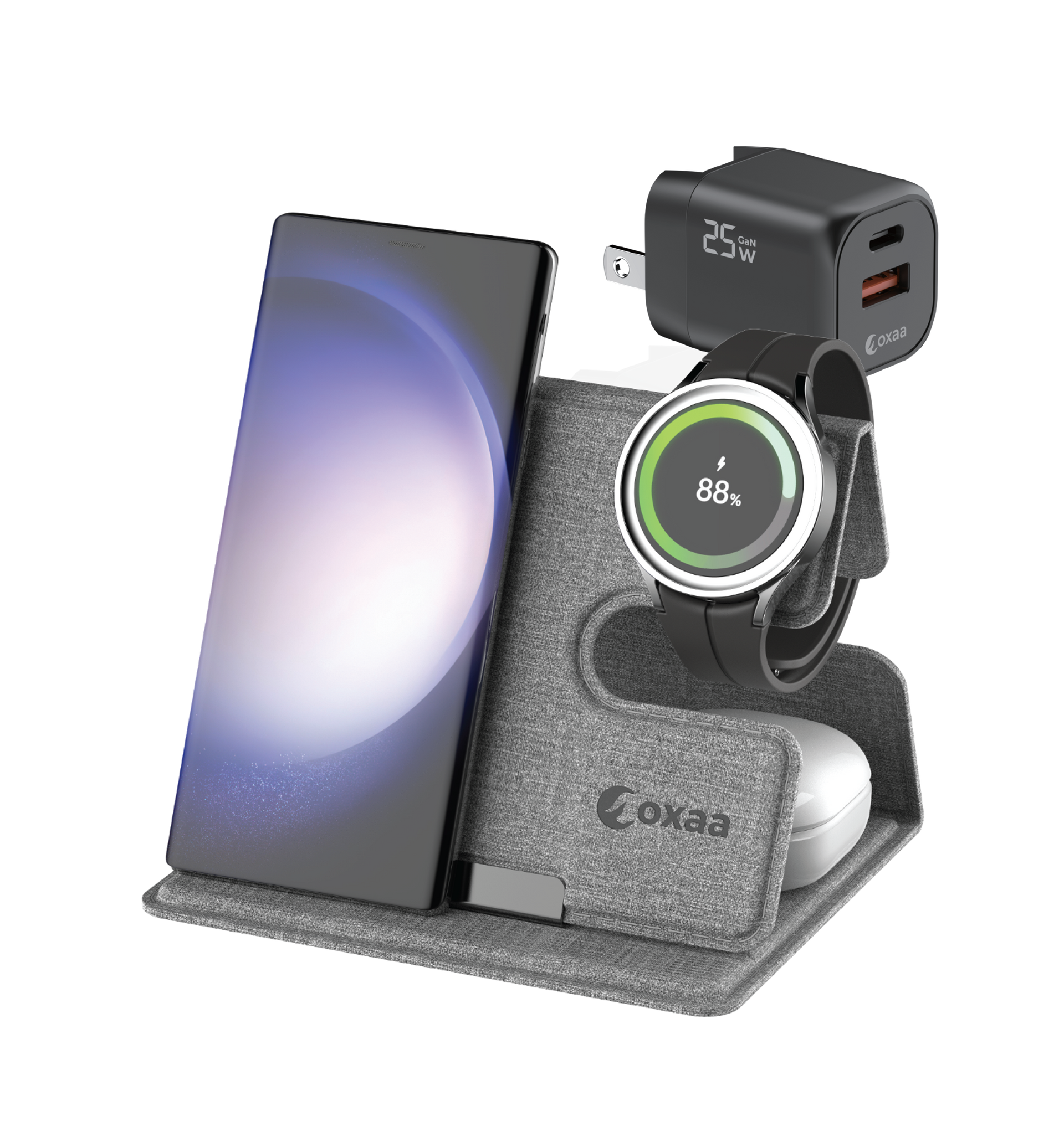 3-in-1 Foldable Wireless Charging Stand Bundle Designed for Samsung Compatible Devices