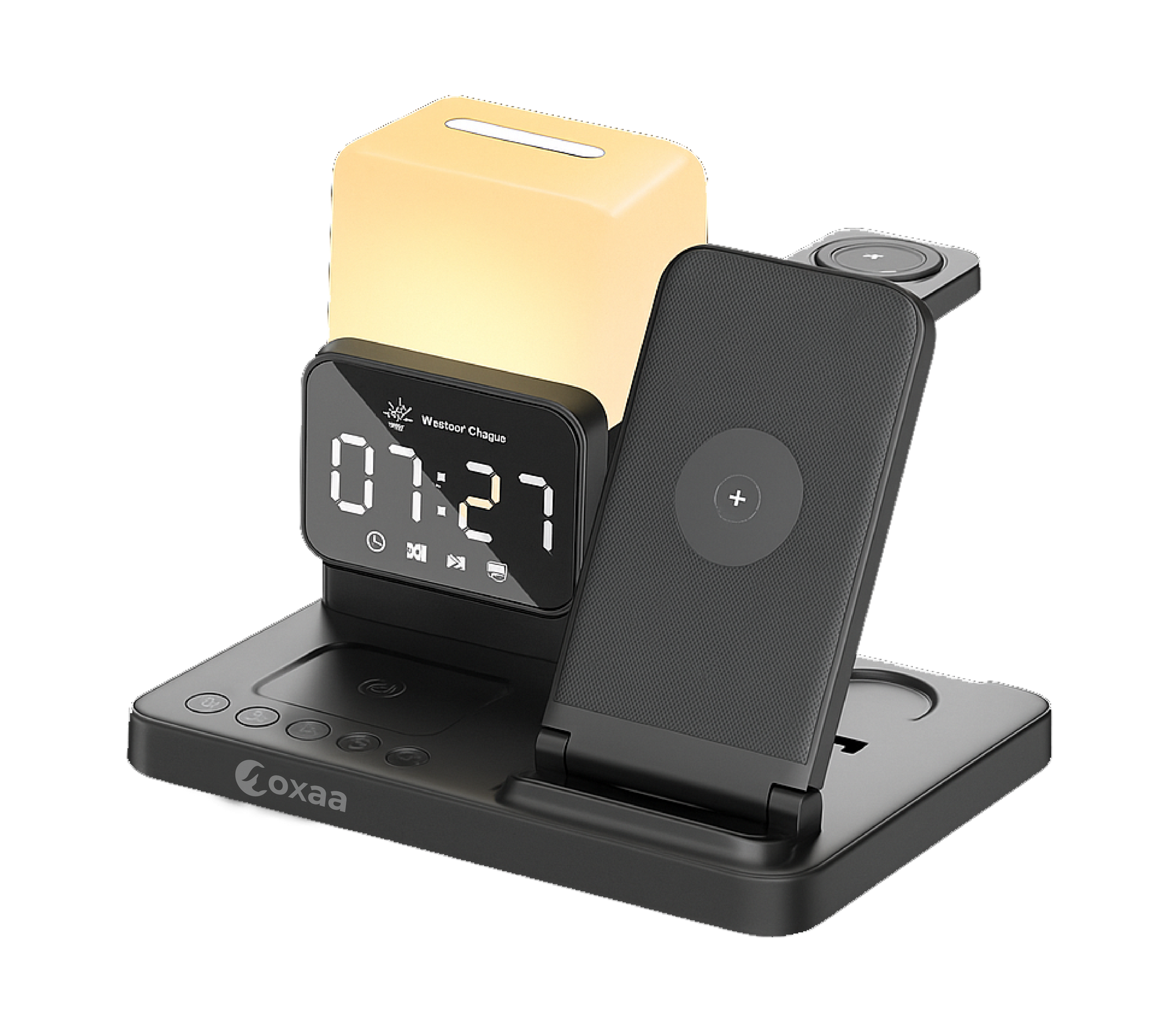 6-in-1 Wireless Charging Stand with Alarm Clock Bundle Designed for Samsung Compatible Devices