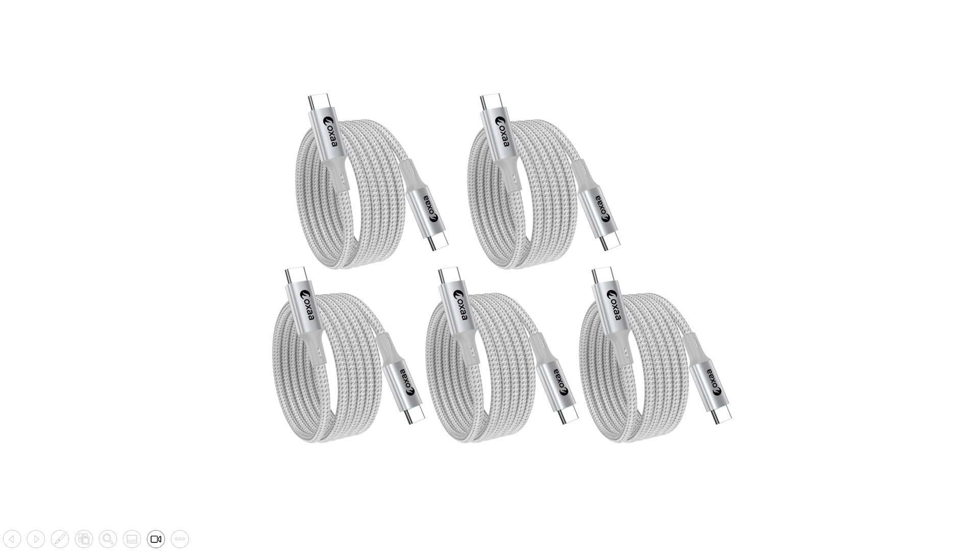 USB C to USB C Charging Cable 60W - 2m (6.6ft), 5-Pack
