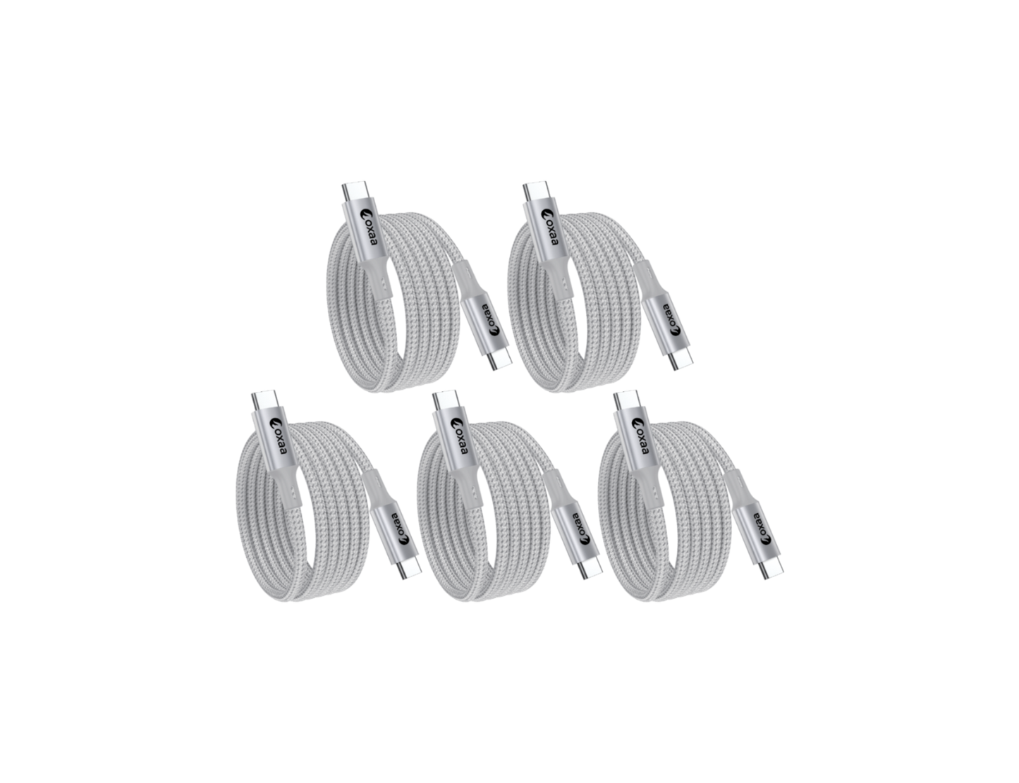 USB C to USB C Charging Cable 60W - 2m (6.6ft), 5-Pack